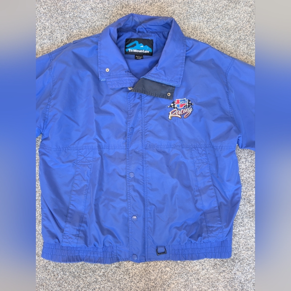 Vintage 90s CarQuest Racing Tri-Mountain NASCAR Blue Size Large Jacket RARE Y2K